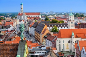 Augsburg, Germany old town skyline.